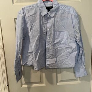 Banana Republic Cropped Light Blue Button-Down Shirt